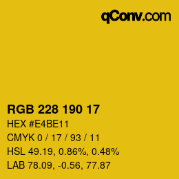 Color code: RGB 228 190 17 | qconv.com