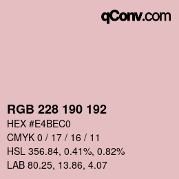 Color code: RGB 228 190 192 | qconv.com