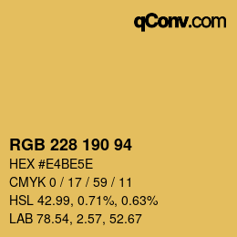 Código de color: RGB 228 190 94 | qconv.com