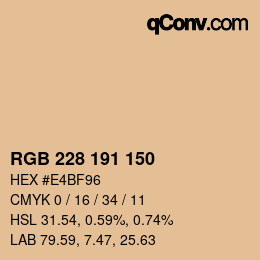 カラーコード: RGB 228 191 150 | qconv.com