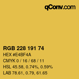 カラーコード: RGB 228 191 74 | qconv.com