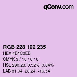 Color code: RGB 228 192 235 | qconv.com