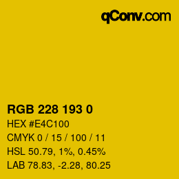 Color code: RGB 228 193 0 | qconv.com