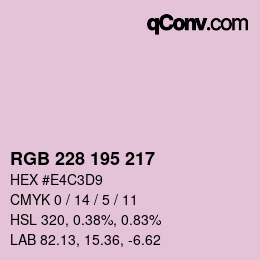 Color code: RGB 228 195 217 | qconv.com