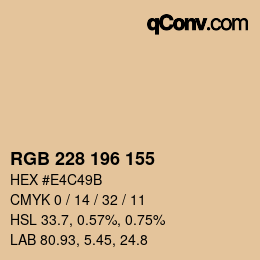 カラーコード: RGB 228 196 155 | qconv.com