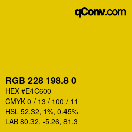 カラーコード: RGB 228 198.8 0 | qconv.com