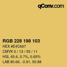Color code: RGB 228 198 103 | qconv.com