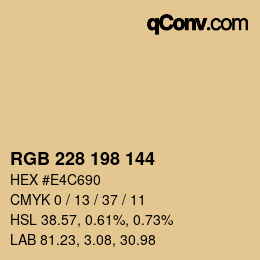 Color code: RGB 228 198 144 | qconv.com