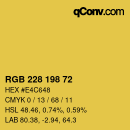 Color code: RGB 228 198 72 | qconv.com