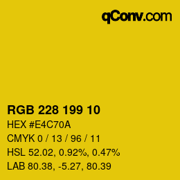 Color code: RGB 228 199 10 | qconv.com