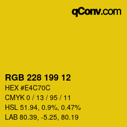 Color code: RGB 228 199 12 | qconv.com