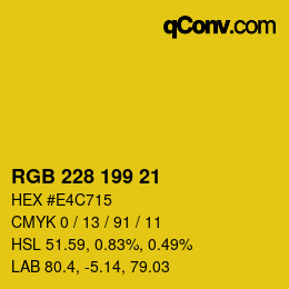 Color code: RGB 228 199 21 | qconv.com