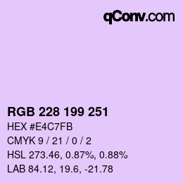 カラーコード: RGB 228 199 251 | qconv.com