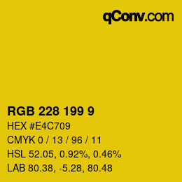 Color code: RGB 228 199 9 | qconv.com
