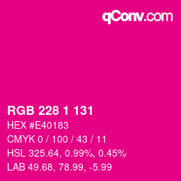 颜色代码: RGB 228 1 131 | qconv.com