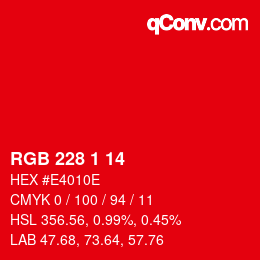 Color code: RGB 228 1 14 | qconv.com