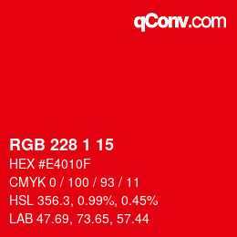 Color code: RGB 228 1 15 | qconv.com