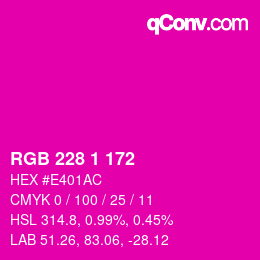 Farbcode: RGB 228 1 172 | qconv.com