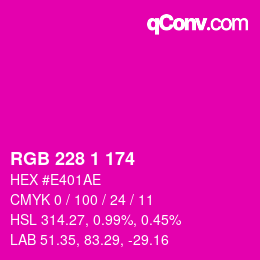 Code couleur: RGB 228 1 174 | qconv.com