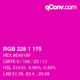 カラーコード: RGB 228 1 175 | qconv.com