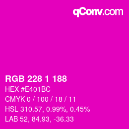 カラーコード: RGB 228 1 188 | qconv.com