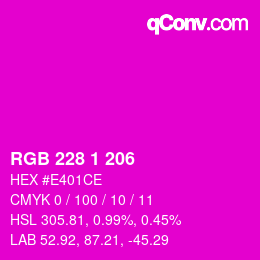 カラーコード: RGB 228 1 206 | qconv.com