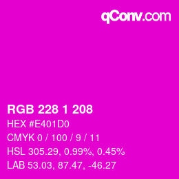 カラーコード: RGB 228 1 208 | qconv.com