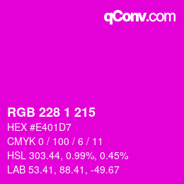 カラーコード: RGB 228 1 215 | qconv.com