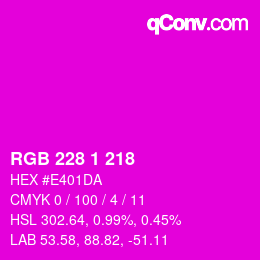 カラーコード: RGB 228 1 218 | qconv.com