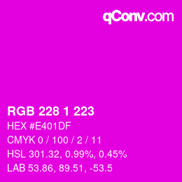 カラーコード: RGB 228 1 223 | qconv.com