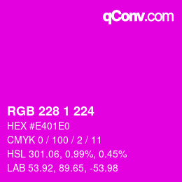 カラーコード: RGB 228 1 224 | qconv.com