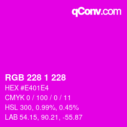カラーコード: RGB 228 1 228 | qconv.com