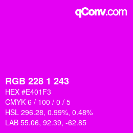 Color code: RGB 228 1 243 | qconv.com