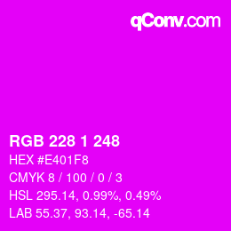 カラーコード: RGB 228 1 248 | qconv.com