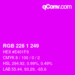 Color code: RGB 228 1 249 | qconv.com