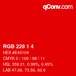 Color code: RGB 228 1 4 | qconv.com