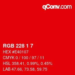 Color code: RGB 228 1 7 | qconv.com