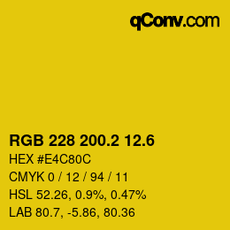カラーコード: RGB 228 200.2 12.6 | qconv.com