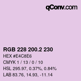 カラーコード: RGB 228 200.2 230 | qconv.com