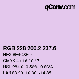 カラーコード: RGB 228 200.2 237.6 | qconv.com