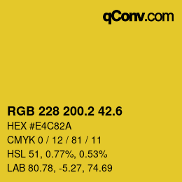 カラーコード: RGB 228 200.2 42.6 | qconv.com