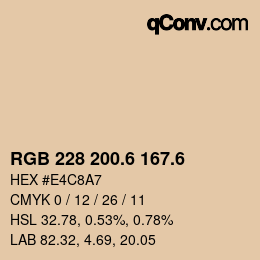 カラーコード: RGB 228 200.6 167.6 | qconv.com