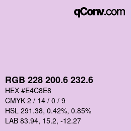 カラーコード: RGB 228 200.6 232.6 | qconv.com