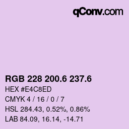 カラーコード: RGB 228 200.6 237.6 | qconv.com