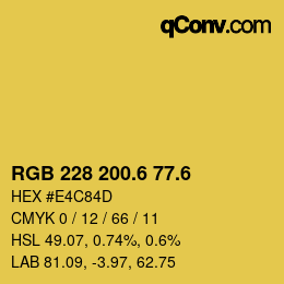 カラーコード: RGB 228 200.6 77.6 | qconv.com