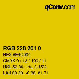 Color code: RGB 228 201 0 | qconv.com