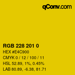 Color code: RGB 228 201 0 | qconv.com