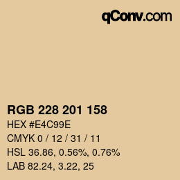 Color code: RGB 228 201 158 | qconv.com