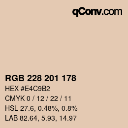 カラーコード: RGB 228 201 178 | qconv.com