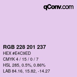 Color code: RGB 228 201 237 | qconv.com